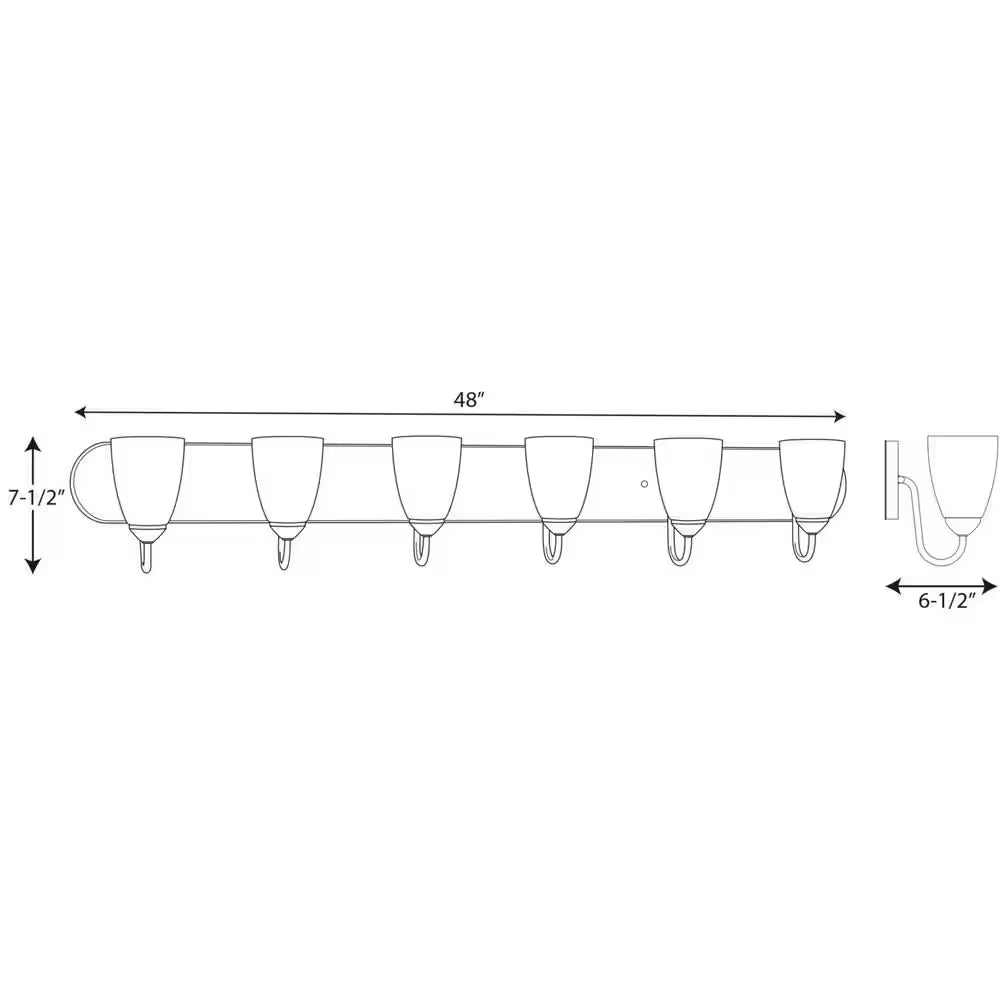 Gather Collection 48 In. 6-Light Antique Bronze Etched Glass Traditional Bathroom Vanity Light