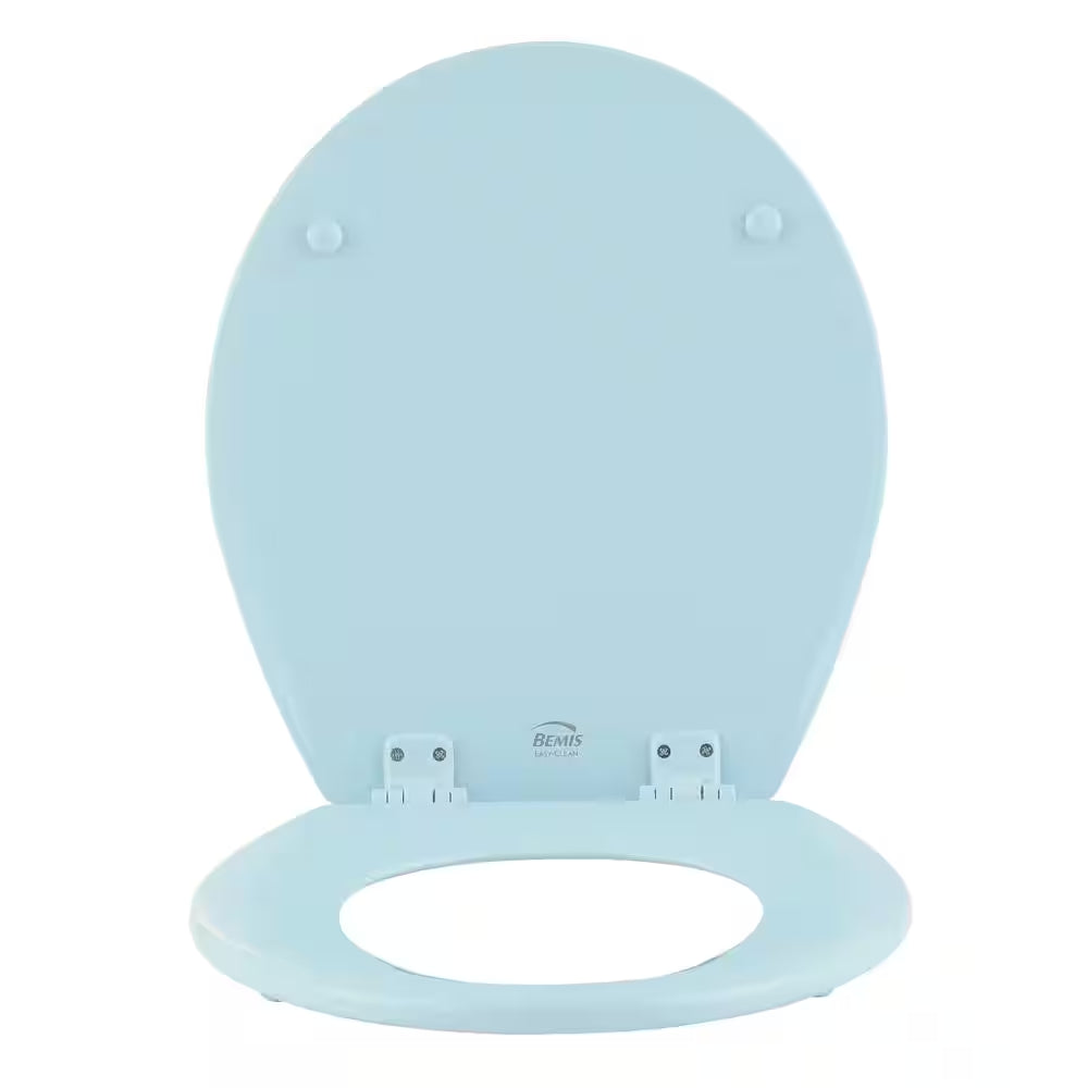 Round Enameled Wood Removes for Easy Cleaning Toilet Seat in Dresden Blue