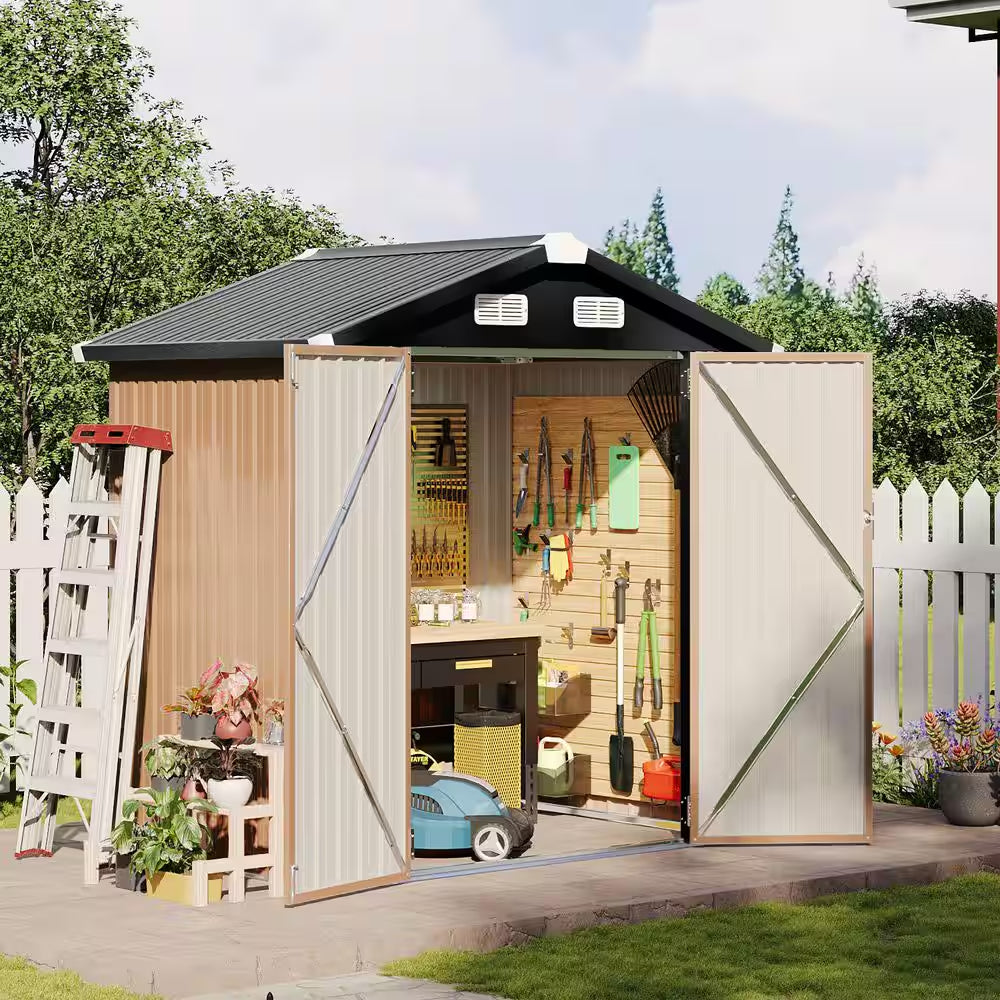 6 Ft. W X 4 Ft. D Metal Storage Shed for Garden and Backyard (25 Sq. Ft. )