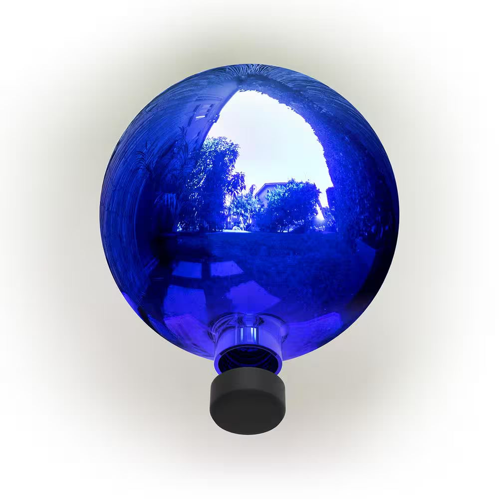 10 In. Dia Indoor/Outdoor Glass Gazing Globe Festive Yard Decor, Blue