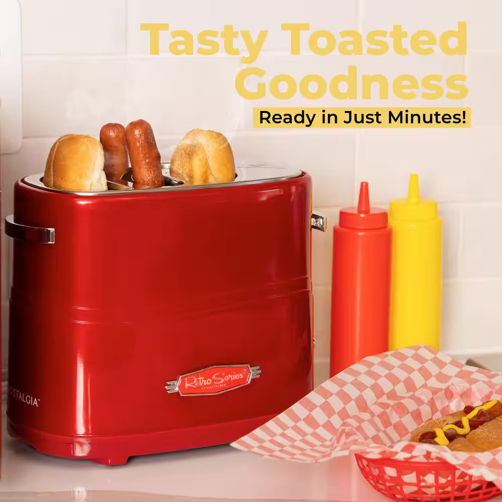 Pop-Up 2-Hot Dog and Bun Toaster with Mini Tongs