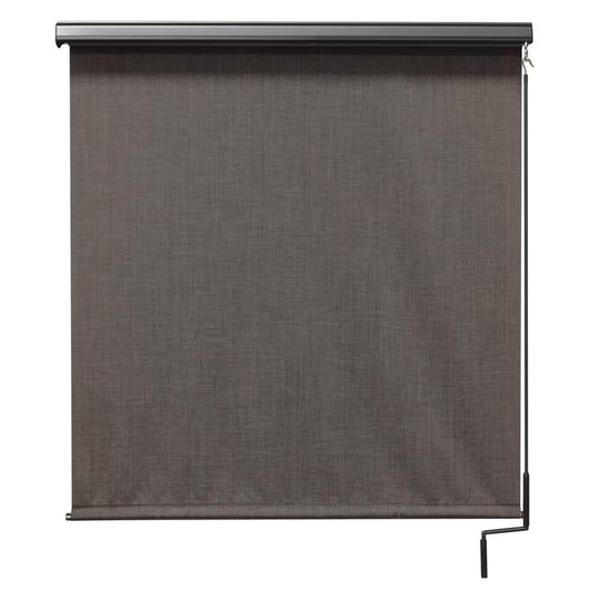Tide Pool Grey and Black Cordless Outdoor Patio Roller Shade with Valance 120 In. W X 96 In. L