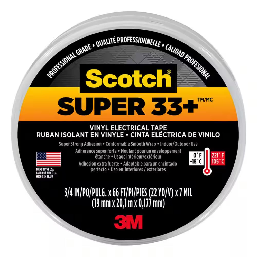 Super 33+ 3/4 In. X 66 Ft. X 0.007 In. Vinyl Electrical Tape, Black