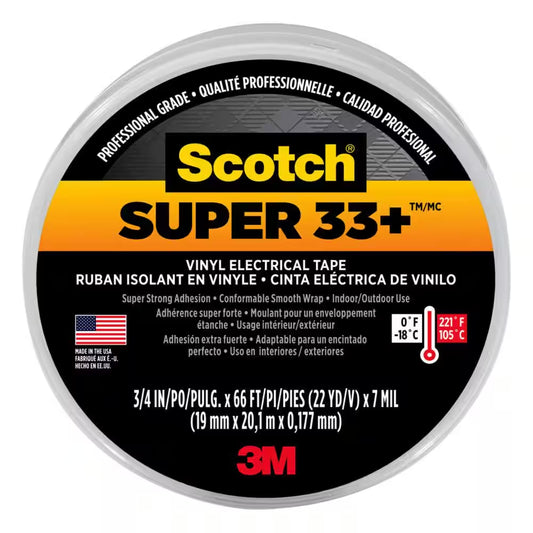 Super 33+ 3/4 In. X 66 Ft. X 0.007 In. Vinyl Electrical Tape, Black