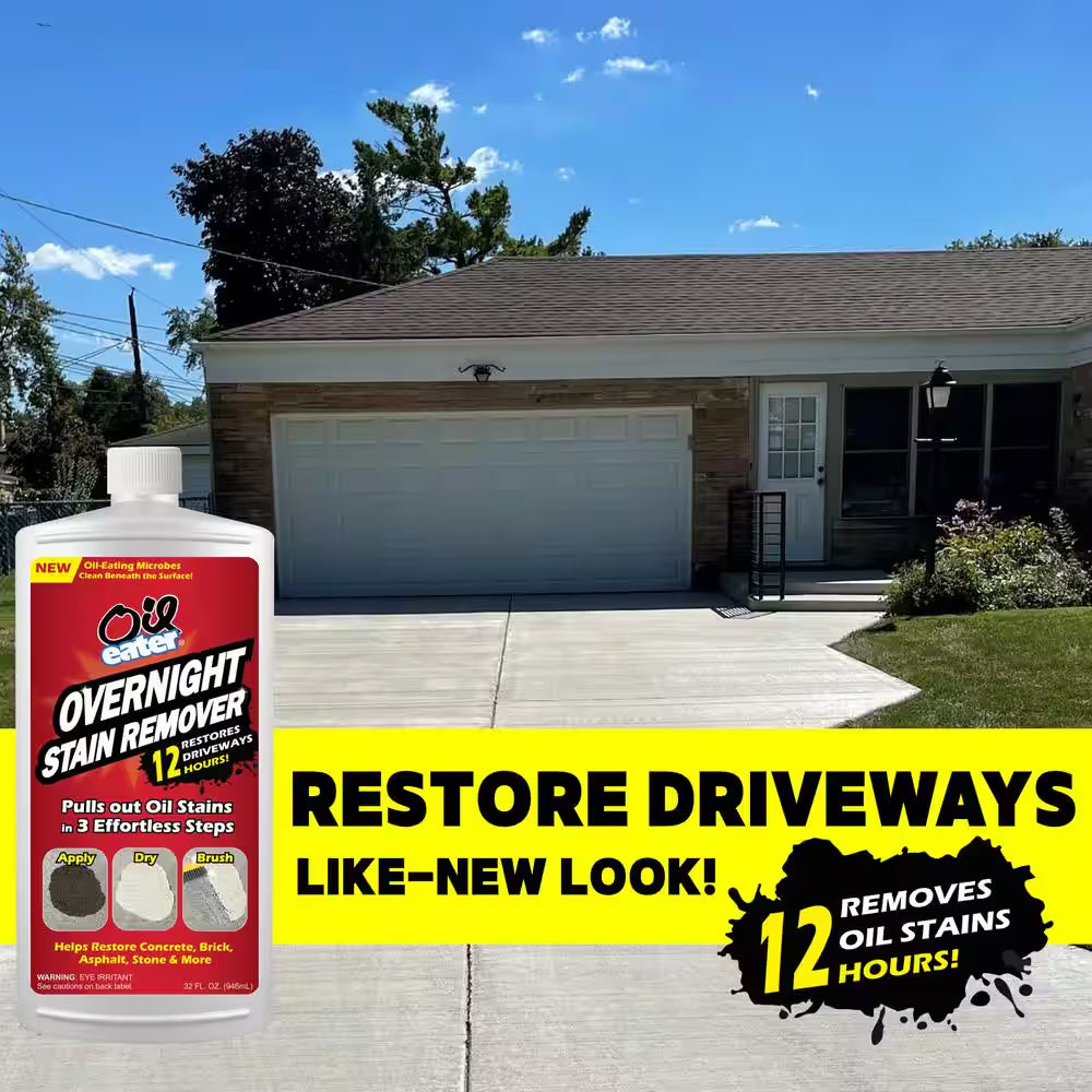 32 Oz. Overnight Stain Remover for Cleaning Oil Stains on Concrete, Driveway, Pavers and Garage Floors (1-Pack)