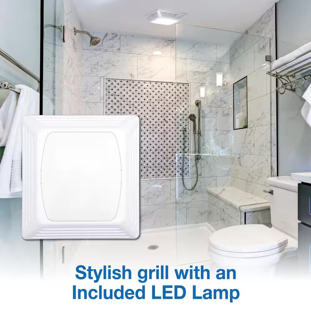 ENERGY STAR Certified Snap-In Installation Quiet 50 CFM Bathroom Exhaust Fan with LED Light