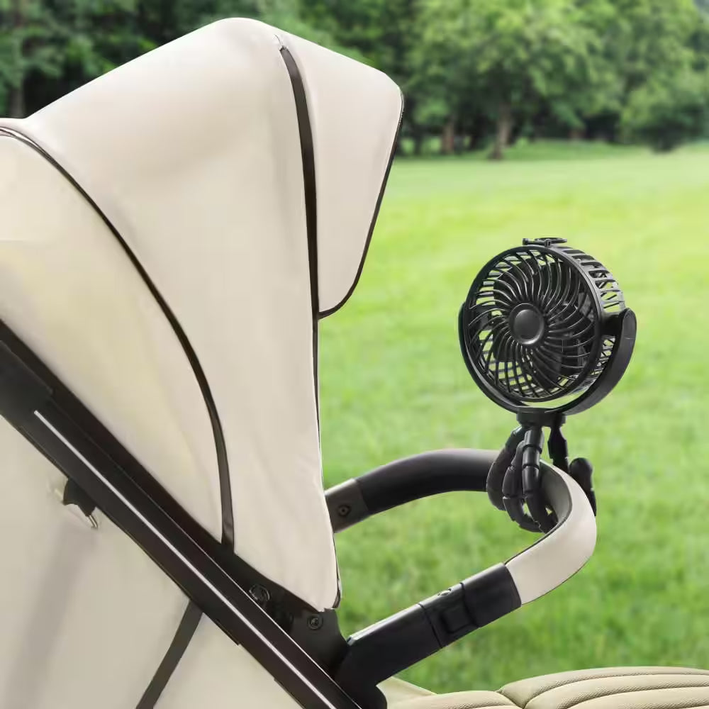 4 In. Personal Octopus Clip on Fan in Black