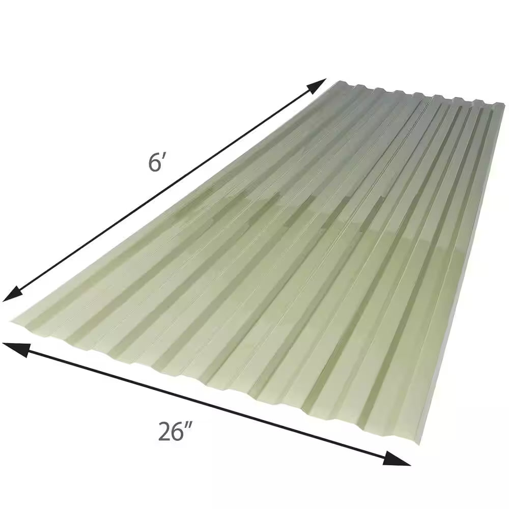 26 In. X 6 Ft. Corrugated Polycarbonate Roof Panel in Misty Green