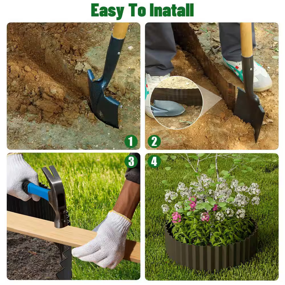 6 In. D X 480 In. W Corrugated Silver Metal Garden Edging Sturdy Lawn Border for Lawn Flower Bed Garden Yard
