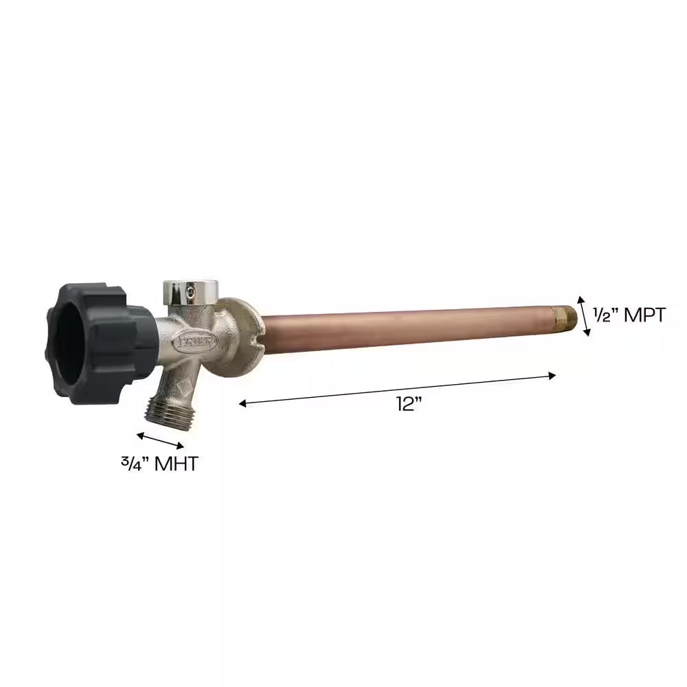 1/2 In. X 12 In. Brass MPT X SWT Half-Turn Frost Free Anti-Siphon Outdoor Sillcock Valve