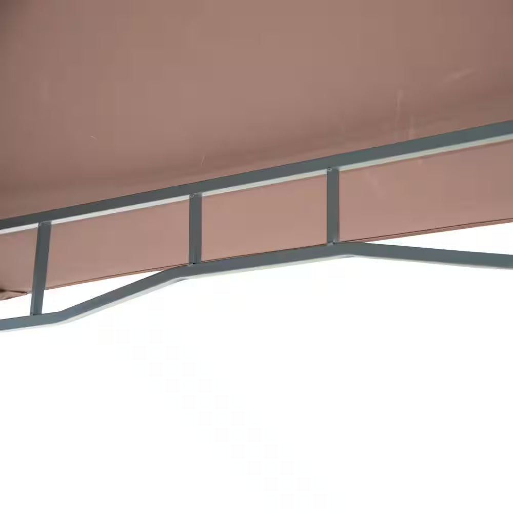 5 Ft. X 8 Ft. Beige Patio Double-Tier BBQ Grill Canopy Tent with Flame Retardant Cover Work Surface & Stylish Utility