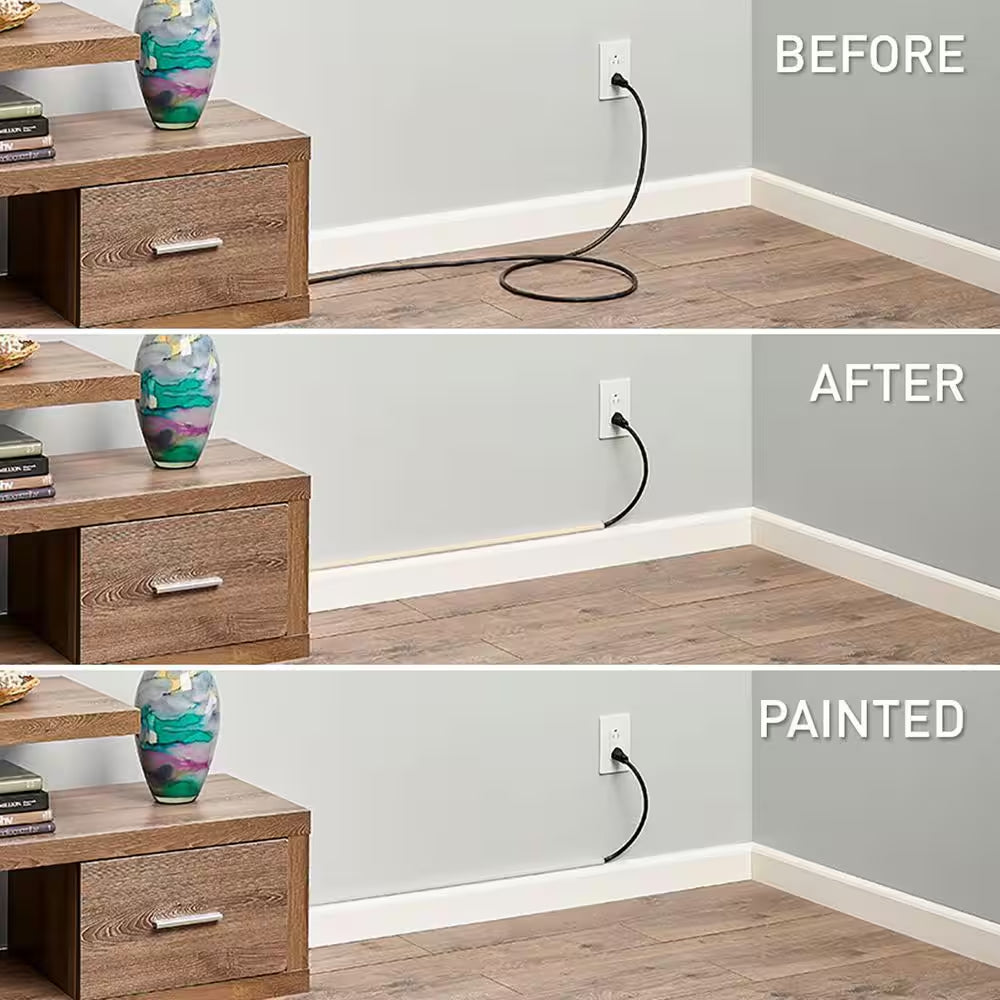 Wiremold Cordmate Cord Cover 9 Ft. Kit, Cord Hider for Home or Office, Holds 1 Cable, Ivory