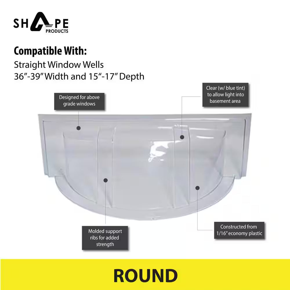 39 In. W X 17 In. D X 15 In. H Economy round Bubble Window Well Cover