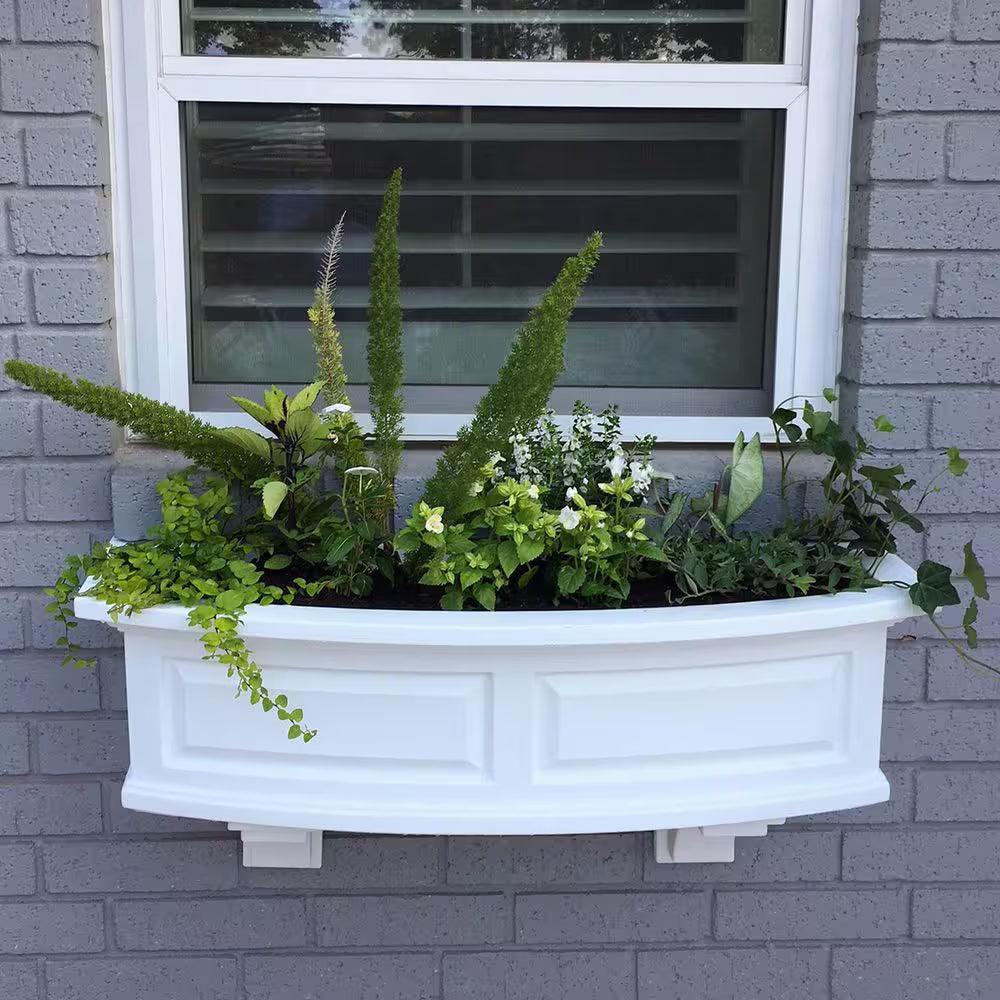 Nantucket 36 In. X 11.5 In. Self-Watering White Polyethylene Window Box