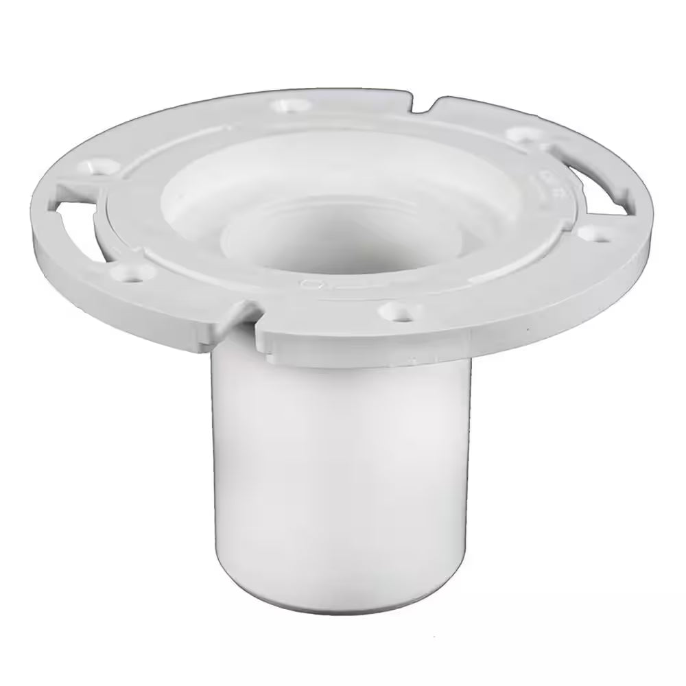 7 In. O.D. PVC Closet (Toilet) Flange with 4 In. Long Barrel and Plastic Adjustable Ring, Fits inside 3 In. Sch. 40 Pipe