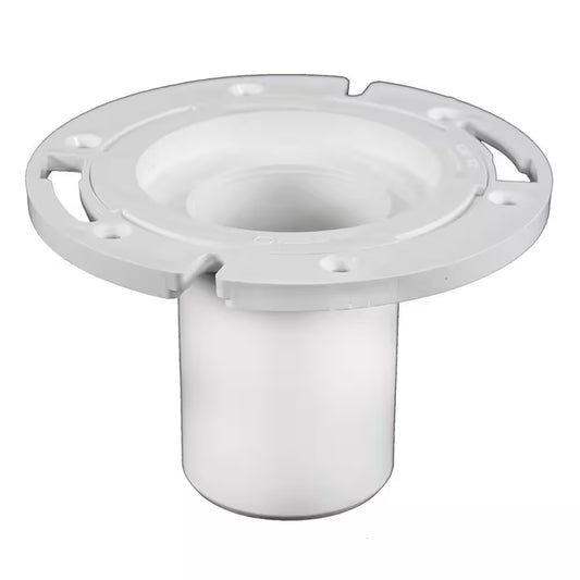 7 In. O.D. PVC Closet (Toilet) Flange with 4 In. Long Barrel and Plastic Adjustable Ring, Fits inside 3 In. Sch. 40 Pipe