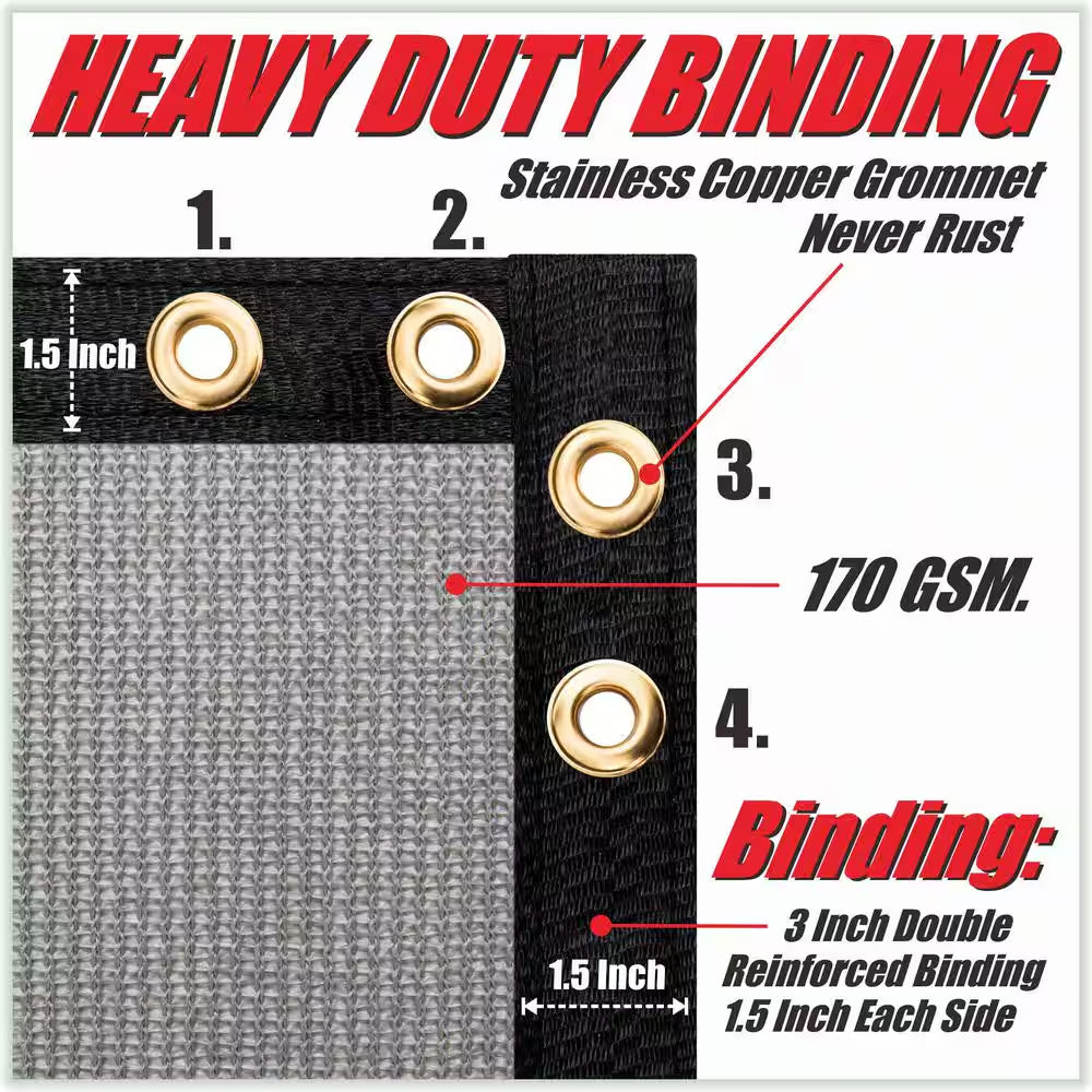6 Ft. X 25 Ft. Grey Privacy Fence Screen Mesh Fabric Cover Windscreen with Reinforced Grommets for Garden Fence