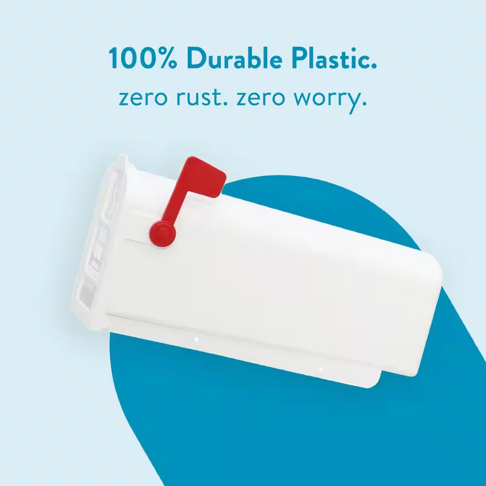 Parsons White, Medium, Plastic, Post Mount Mailbox