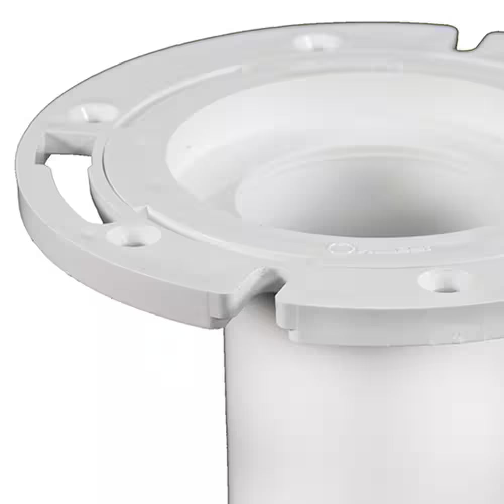 7 In. O.D. PVC Closet (Toilet) Flange with 4 In. Long Barrel and Plastic Adjustable Ring, Fits inside 3 In. Sch. 40 Pipe