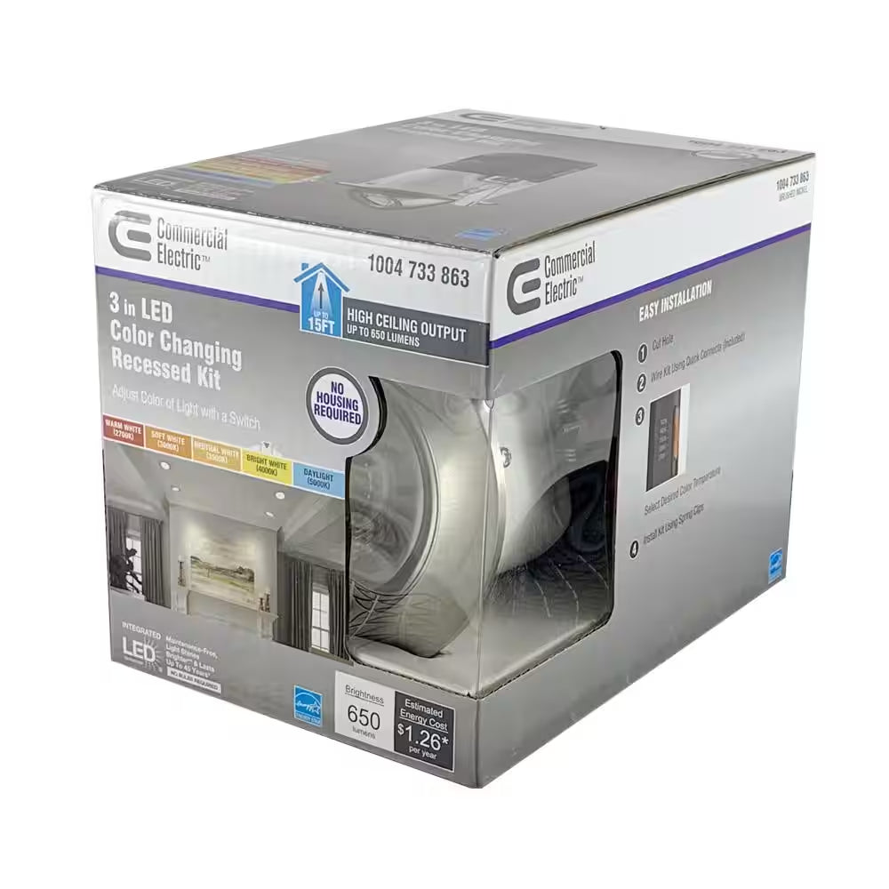 Premium Downlight 3 In. 2700K - 5000K Brushed Nickel New Construction/Remodel Recessed Integrated LED Gimbal Kit