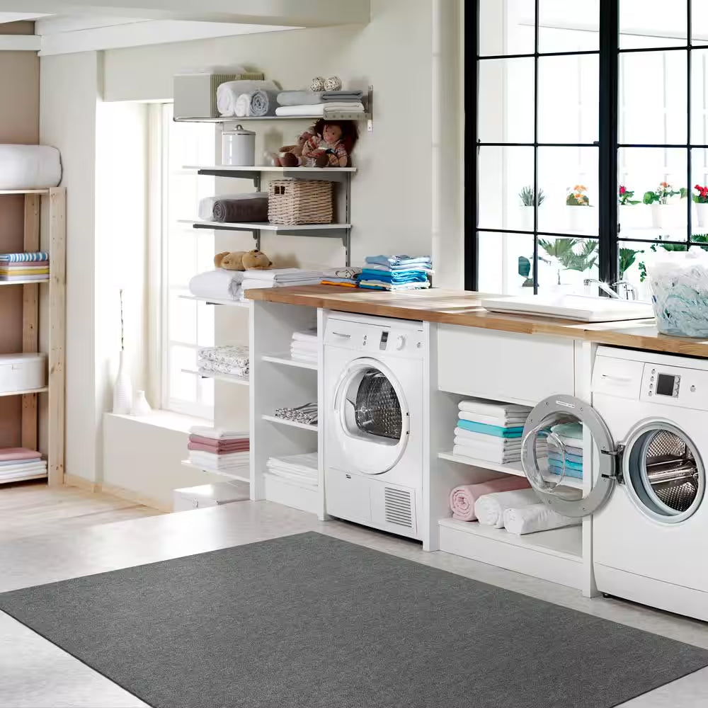 Unbound Smoke Gray Ribbed 6 Ft. X 8 Ft. Indoor/Outdoor Area Rug