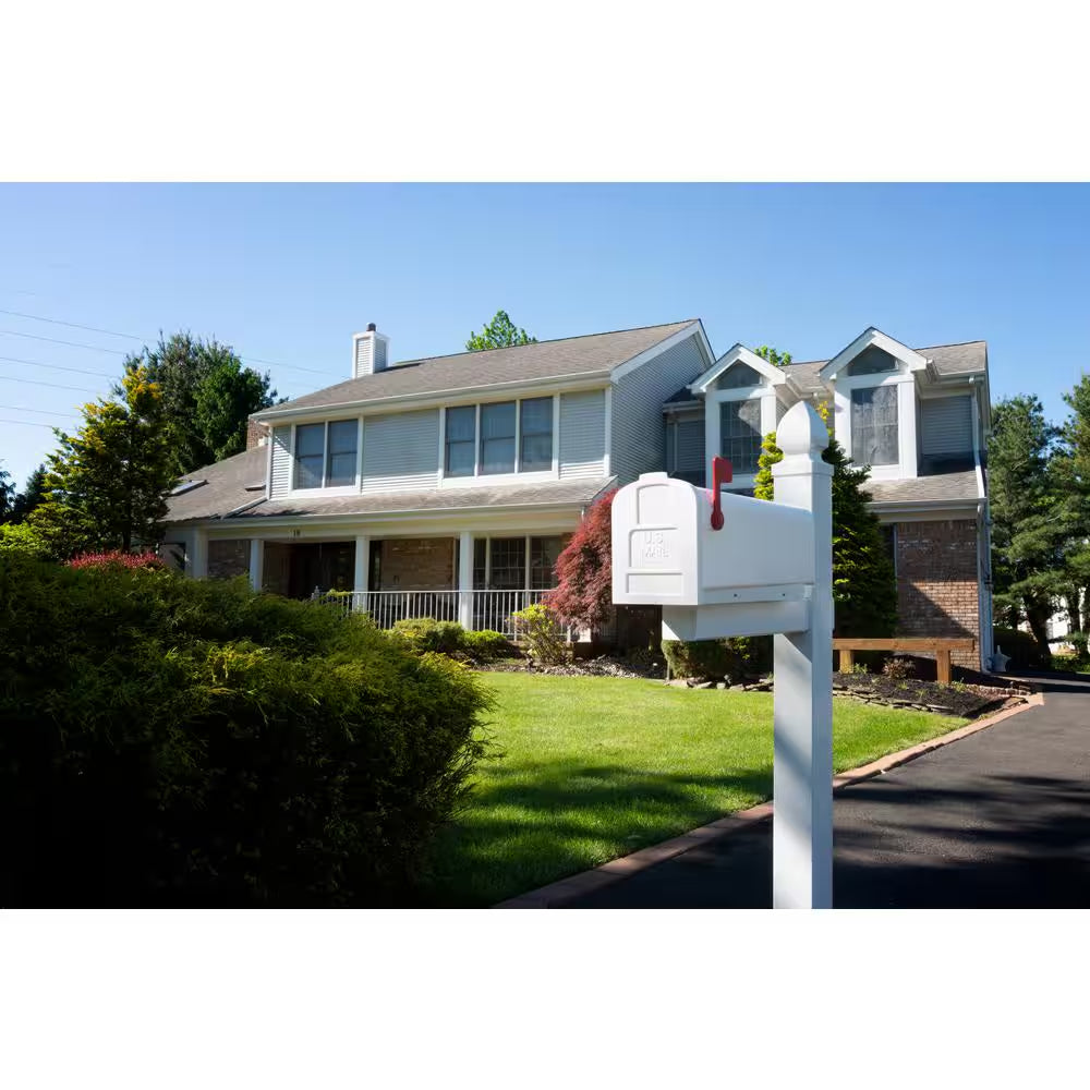 Parsons White, Medium, Plastic, Post Mount Mailbox