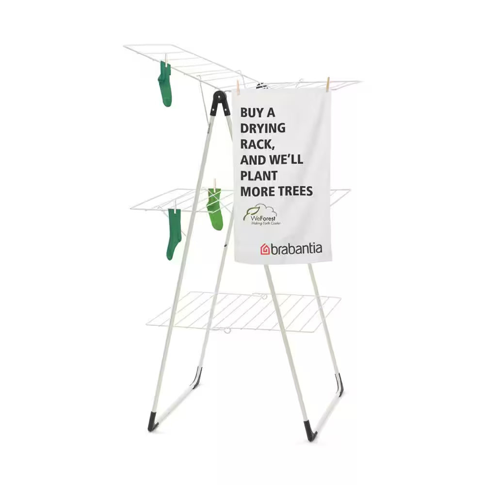 76 Ft. (23M) W 33.5 In. X H 51.6 In. Tower Clothes Drying Rack in Fresh White