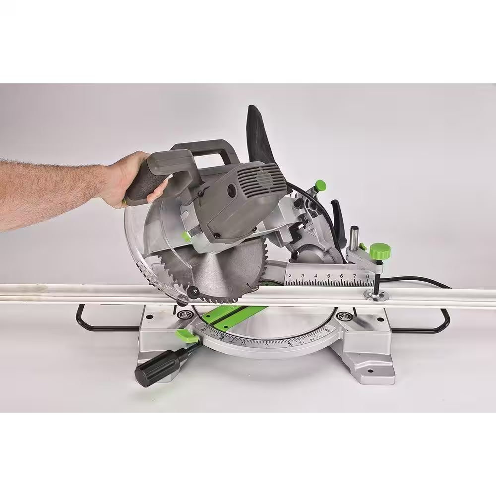15 Amp 10 In. Compound Miter Saw with Laser Guide, 9 Positive Stops, Clamp, Dust Bag, 2 Wings and Blade