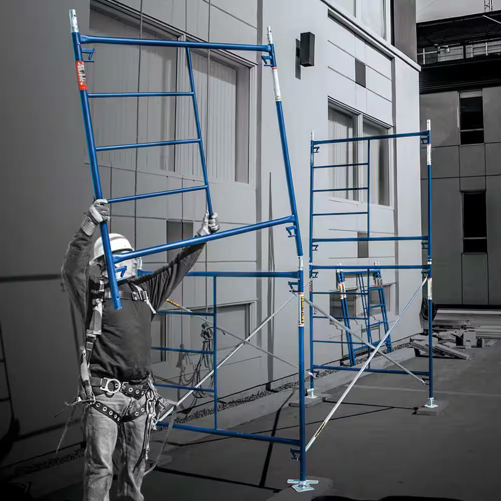 Saferstack Scaffold Section, 1-Story Scaffolding Frame Set with Galvanized Cross Braces, 5 Ft. W X 7 Ft. D X 5 Ft. H