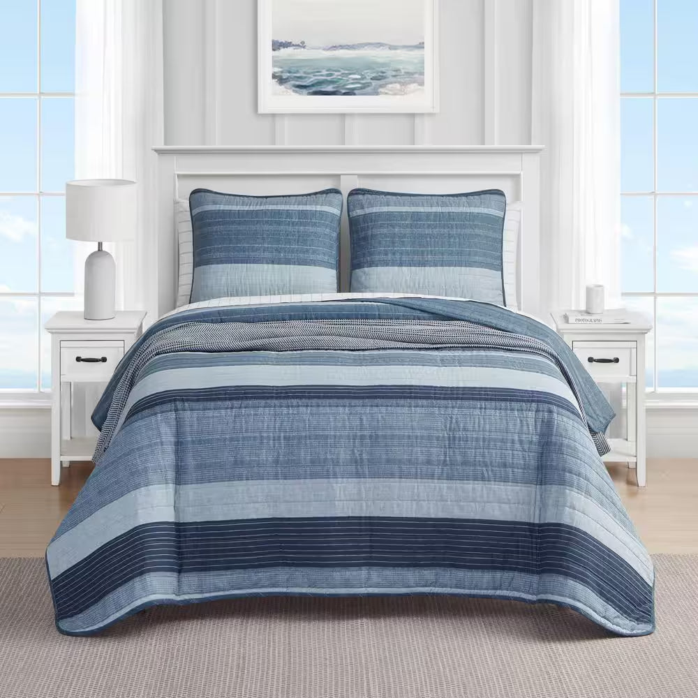 Ridgeport 2-Piece Blue Cotton Twin Quilt Set