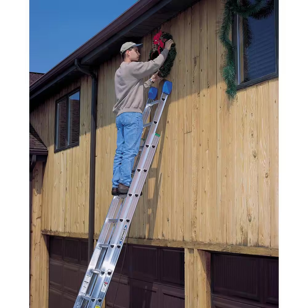 16 Ft. Aluminum Extension Ladder (15 Ft. Reach Height) with 225 Lb. Load Capacity Type II Duty Rating