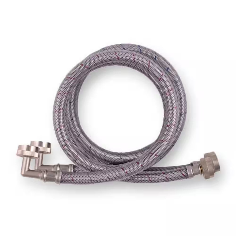 4 Ft. Universal Stainless Steel Washing Machine Hose with Elbow (2-Pack)