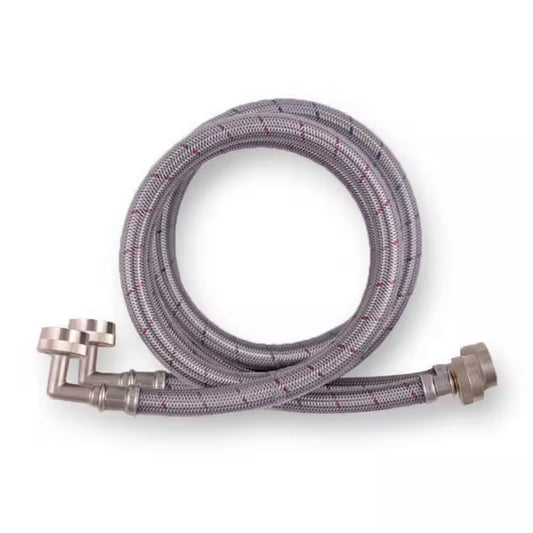 4 Ft. Universal Stainless Steel Washing Machine Hose with Elbow (2-Pack)