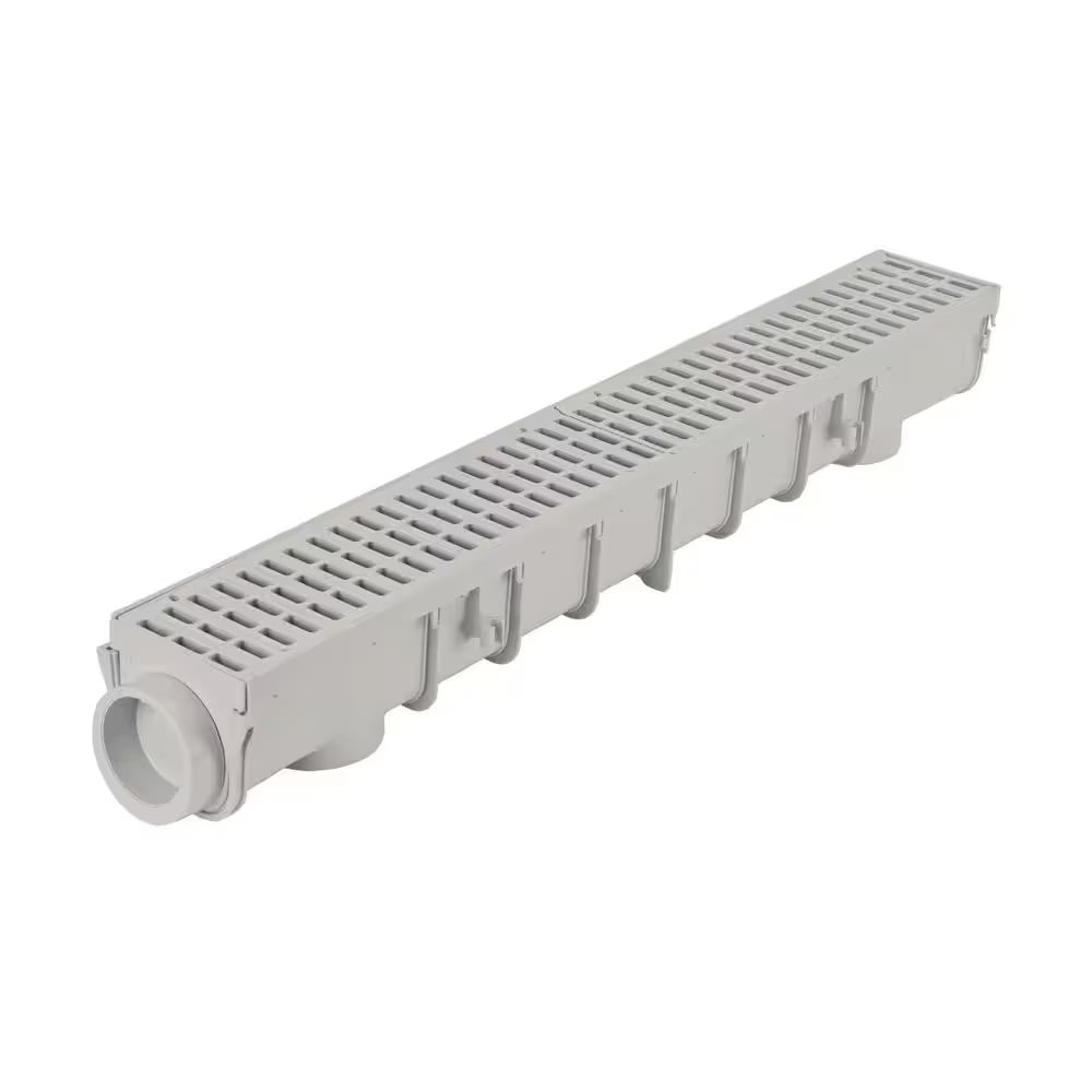 Pro Series 5 In. X 40 In. Channel Drain and Grate Kit with End Outlet
