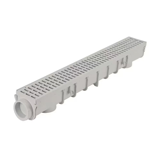 Pro Series 5 In. X 40 In. Channel Drain and Grate Kit with End Outlet