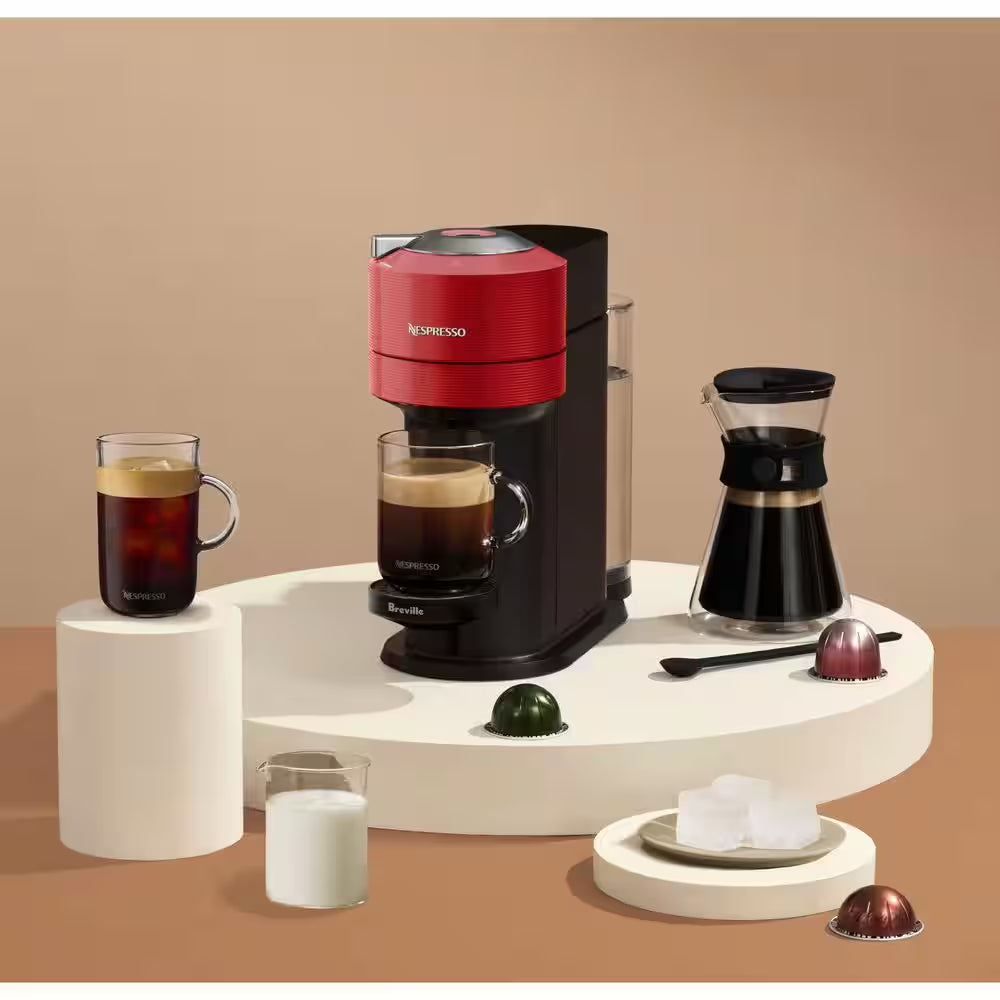 1 Cup Vertuo Next Coffee and Espresso Machine in Red plus Aeroccino3 Milk Frother in Black