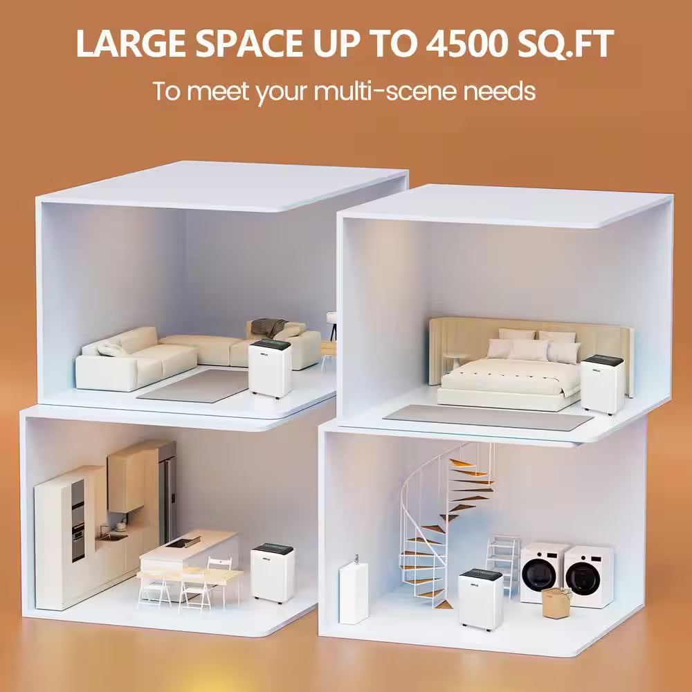 50 Pt. 4,500 Sq.Ft. Dehumidifier for Basement, Bathroom in White with Automatic Defrost and 3-Speed, Cloth Dry Mode