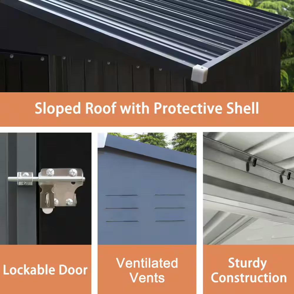4 Ft. W X 6 Ft. D Outdoor Metal Storage Shed in Gray (24 Sq. Ft.)