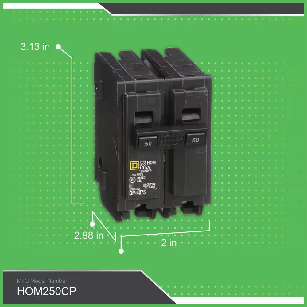 Homeline 50 Amp 2-Pole Circuit Breaker(Hom250Cp)