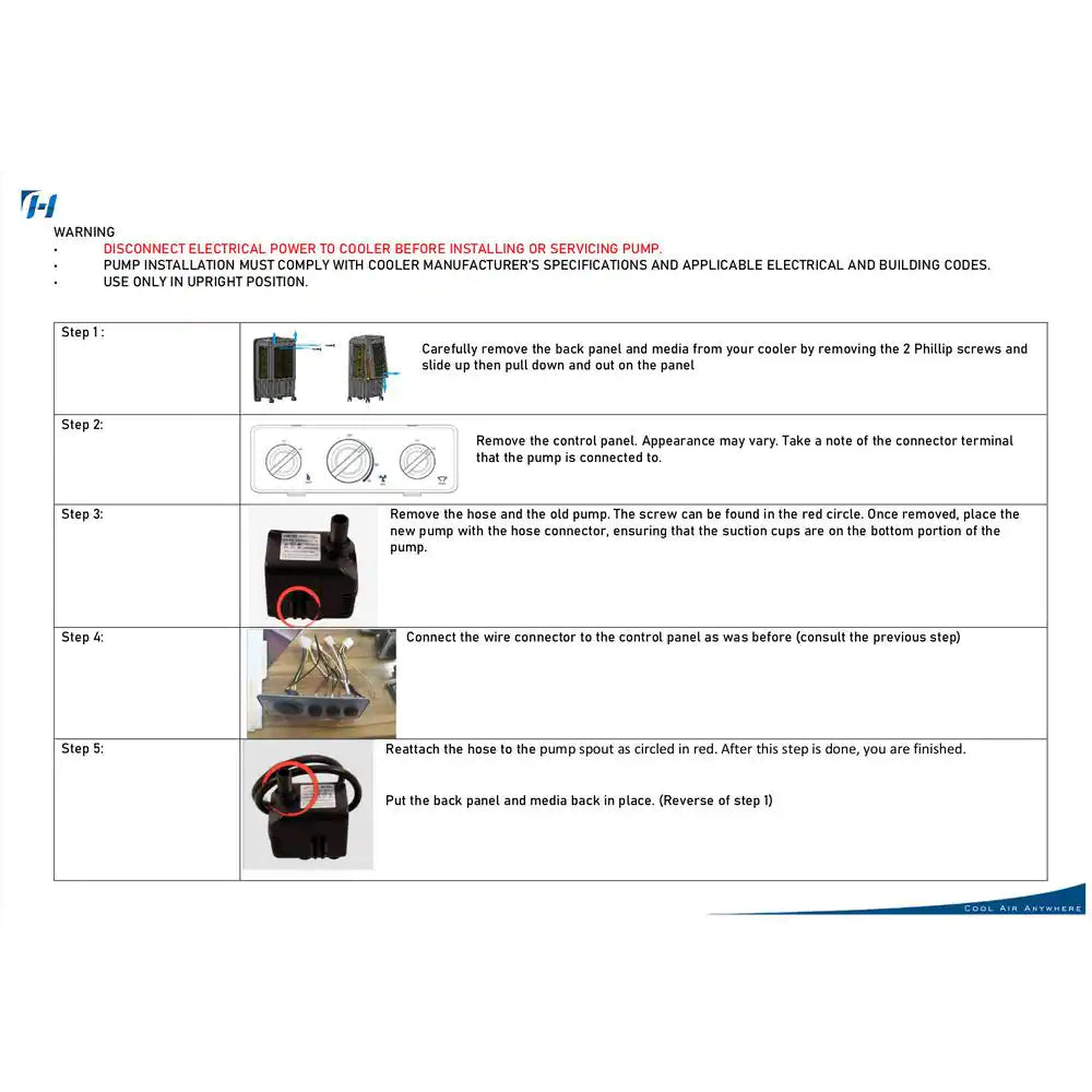 Submersible Water Pump Replacement for 3,100 CFM Evaporative Coolers