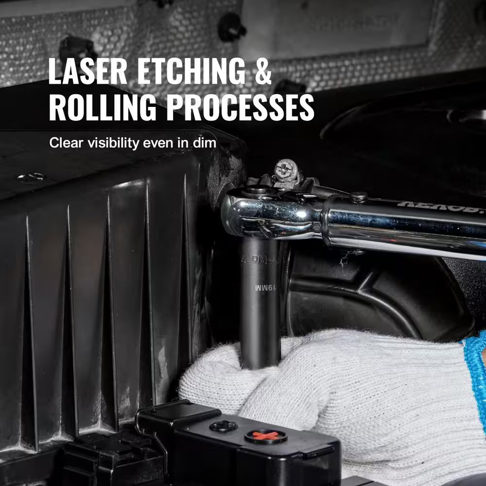 1/2 In. Drive Impact Socket Set,65 Piece Socket Set SAE 3/8 In. to 1-1/4 In. and Metric 10-24Mm,6 Point Cr-V Alloy Steel