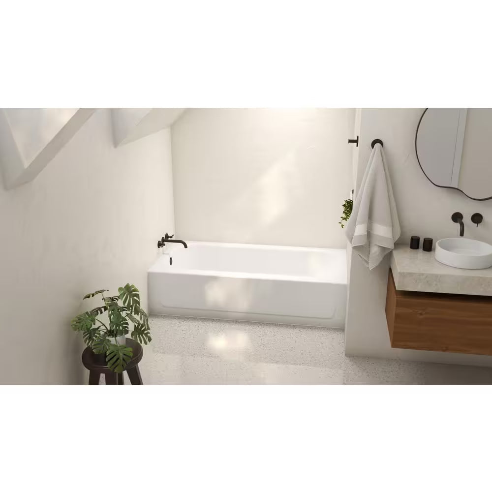 Aloha 60 In. X 30 In. Alcove Soaking Bathtub with Left Drain in White