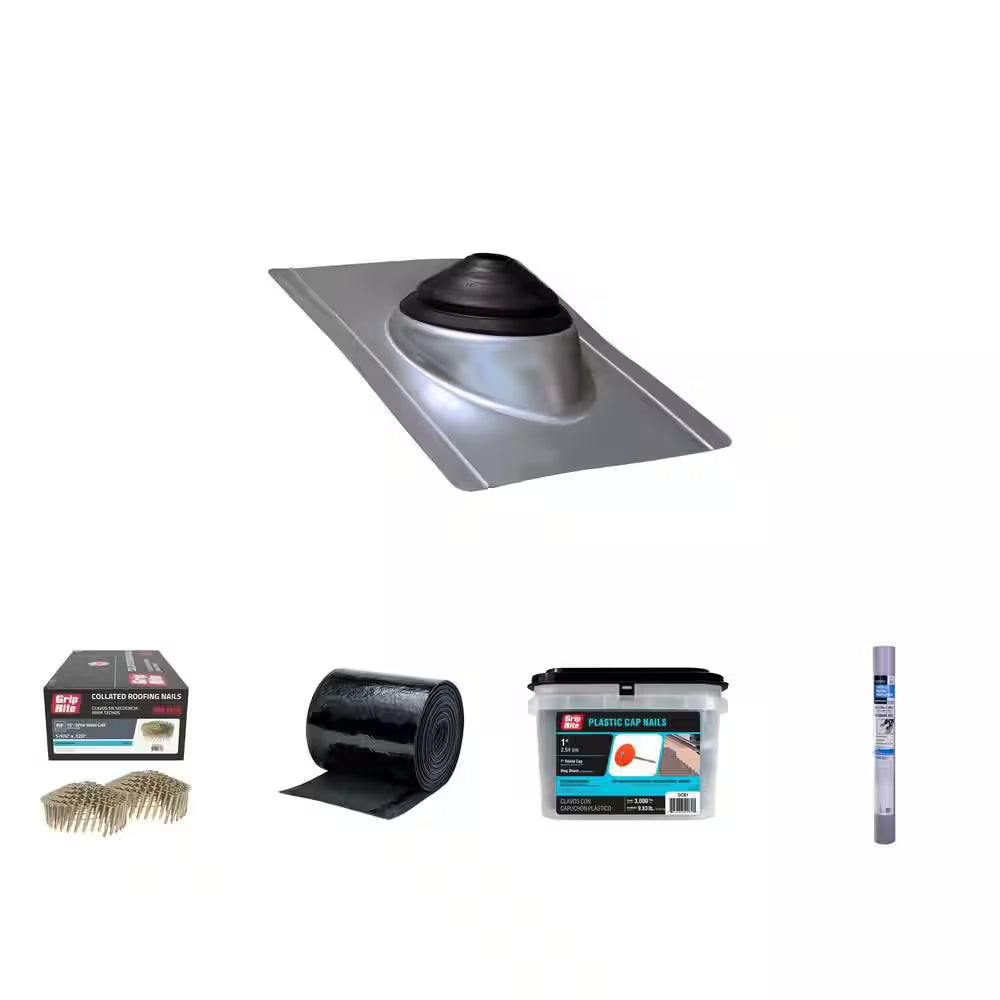 15.38 in Galvanized Pipe Boot Flashing, 1-1/4 in Roofing Nails, Starter Roll, 4 Ft X 250 Ft Underlayment, 1 in Cap Nails