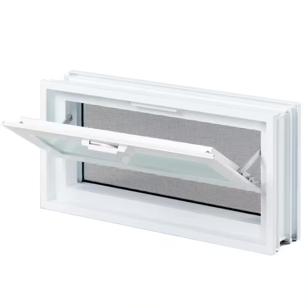 3 In. Thick Series 16 In. X 8 In. X 3 In. Hopper Vent for Glass Block Windows (Actual 15.5 X 7.75 X 3.12 In.)