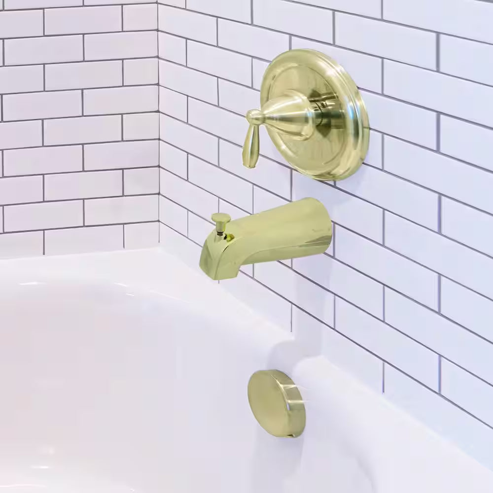 Diverter Tub Spout with Slip Fit and IPS Connection in Polished Brass