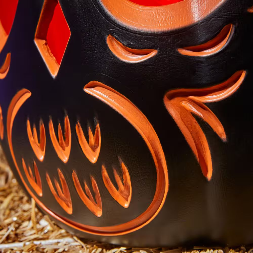 10 in Halloween Classics Plug-In LED Black Owl Jack-O-Lantern