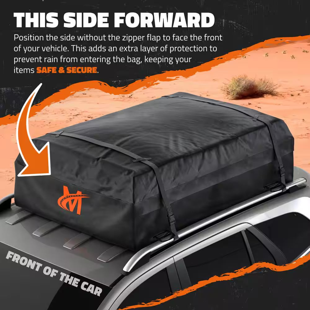 25 Cu. Ft. Waterproof Rooftop Carrier Bag Capacity Storage Roof Bag Use with or without Racks/Bars Accessories Included