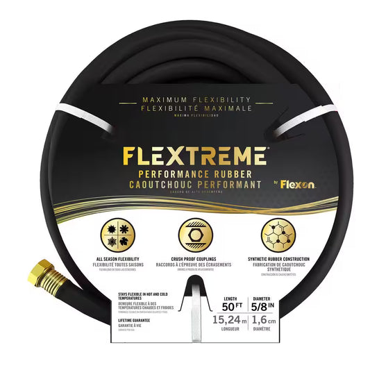 Flextreme 5/8 In. Dia X 50 Ft. Black Performance Rubber Garden Hose