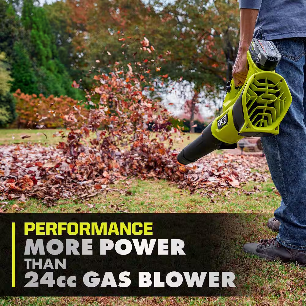 ONE+ HP 18V Brushless 16 In. Cordless Battery Walk behind Push Lawn Mower & Blower W/ (2) 4.0 Ah Batteries & (1) Charger