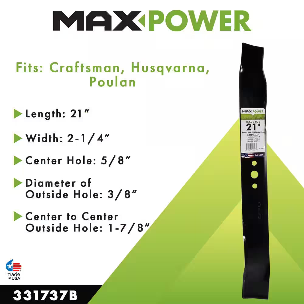 Mulching Blade for 21 In. Cut Craftsman, Husqvarna, Poulan Mowers Replaces OEM #'S 165833, 175052, 406712, 532175064